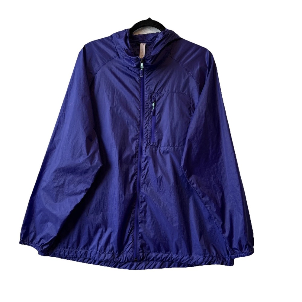 Ideology Activewear Lightweight Hooded Windbreaker Full Zip Jacket 1X Purple